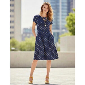 Boden Phoebe Bee Print Cotton Jersey Dress Navy Size 4